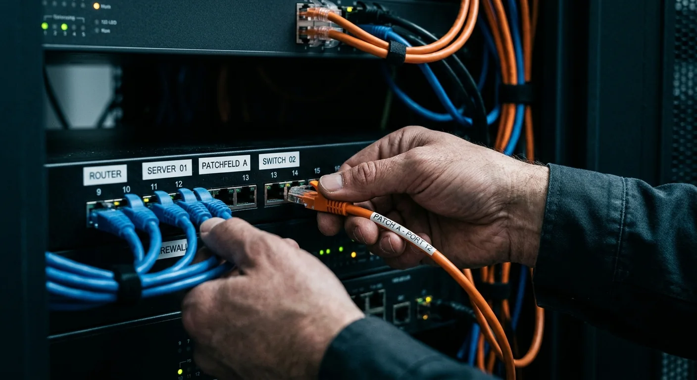 Illustration: Netzwerk-Verkabelung im Rack